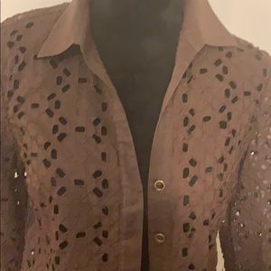 And Klein medium laser cut brown Blouse